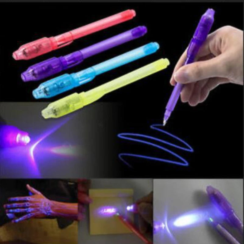 Luminous Light Pen Magic Purple 2 in 1 UV Black Light Combo Drawing Invisible Ink Pen Learning Education Toys for Child