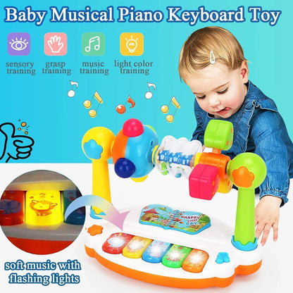 Rotating Musical Piano Keyboard for Toddlers with Light and Sound - Early Educational Music Toy