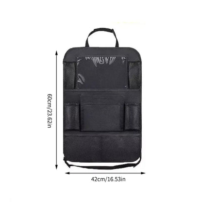 Car Back Seat Organizer with Touch Screen Tablet Holder and Automatic Storage Pocket Protector for Travel