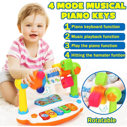 Rotating Musical Piano Keyboard for Toddlers with Light and Sound - Early Educational Music Toy