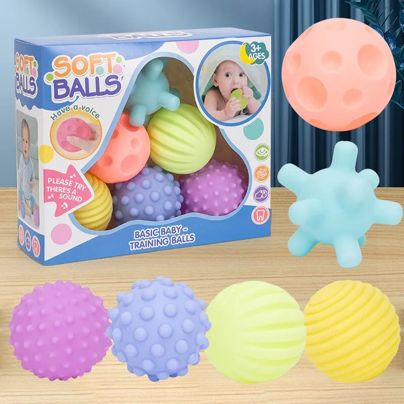 6 PCS Baby Toys Sensory Balls for Children Textured Hand Touch Ball Soft Massage Ball Infant Rattle Senses Toys